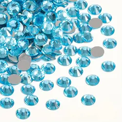 SS4-20 FlatBack Glass Aquamarine Lakeblue Nail Art Decorations Glitter 3D Non Hotfix Rhinestones Crystals Wedding Home Party Gem