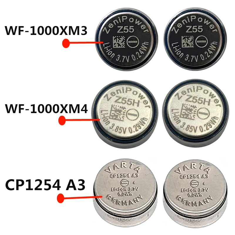 2PCS 3.7V CP1254 1254 Battery for Sony WF-1000XM4,WI-SP600N,WF-SP700N,WF-SP900,WF-1000XM3,WF-1000X,WF-XB700,WF-H800 TWS Headset