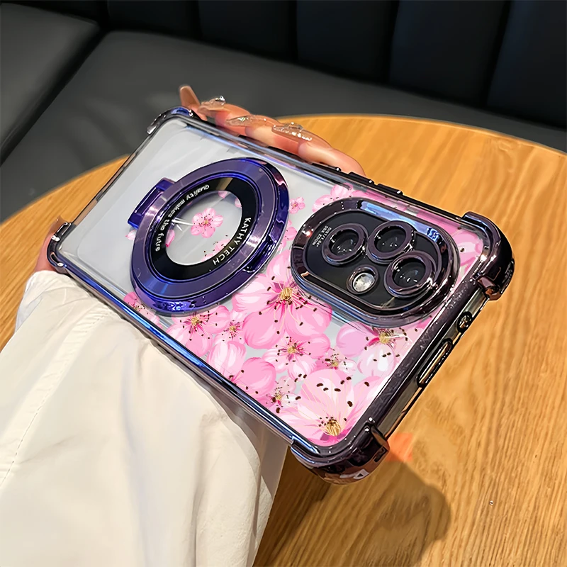 Plating Silicone Phone Case For Vivo Y05 Y04 Y03 Y02 Y02S Y02A Y02T Y01 Holder Stand Bracket Flower Floral Pattern Bumper Cover