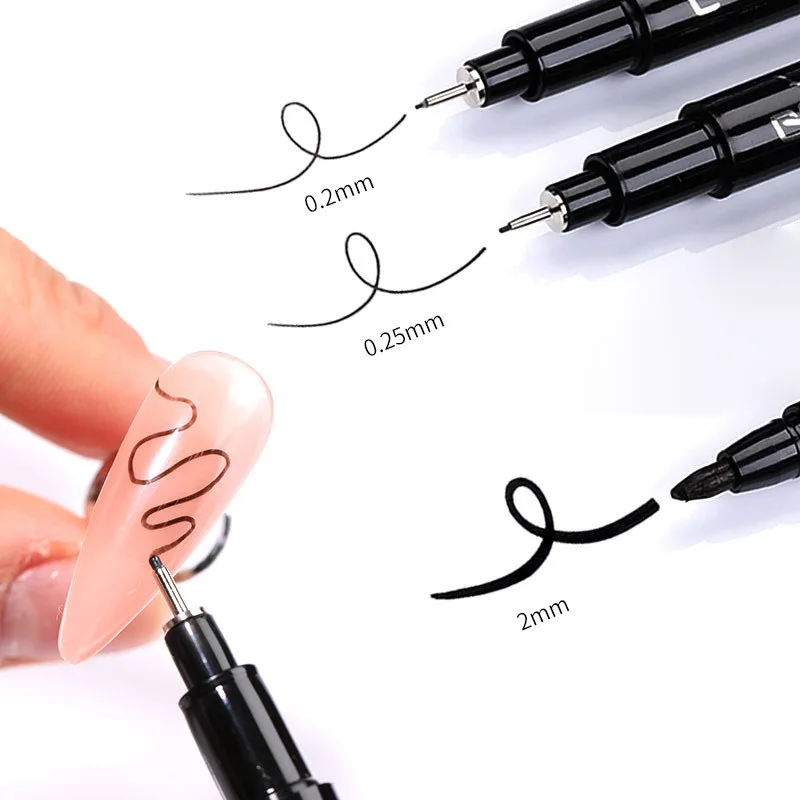 فرشاة رسم فنية للأظافر مع حواف خطوط رسم فائقة الدقة، سريعة الجفاف، قلم تحديد أكريليك مقاوم للماء، قلم جرافيتي #6