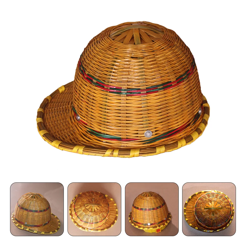 Bamboo Woven Protective Safety Cap Construction Site Hard Hat Ventilated Moisture Wicking Short Brim Design