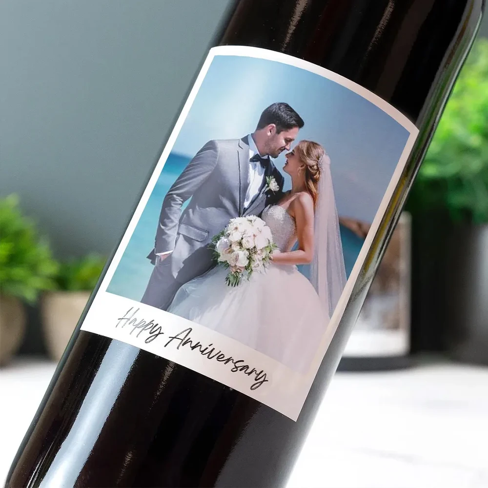 Custom Wedding Wine Bottle Labels, Floral Gift Box Decorations with Pearl Embellishments,Wedding Party Sealing Decals Stickers