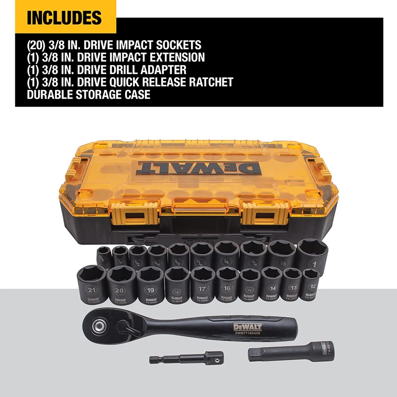 DEWALT DWMT74738 Impact Socket Set 23-Piece 3/8\