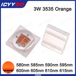 Cuentas de lámpara de cerámica de alta potencia, fuente de luz Led, luz amarilla, naranja, ámbar, 580nm, 585nm, 590nm, 595nm, 600nm, 3W, 3535