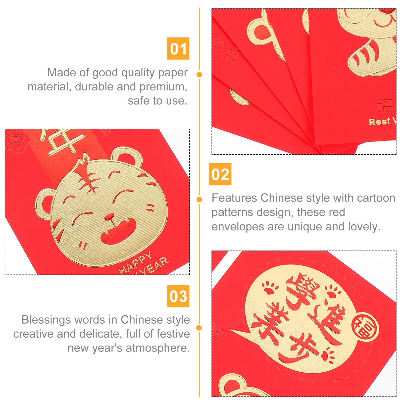 

30pcs New Year Envelope Chinese Style Supplies for Money Wallet Small Light Red Packets Red