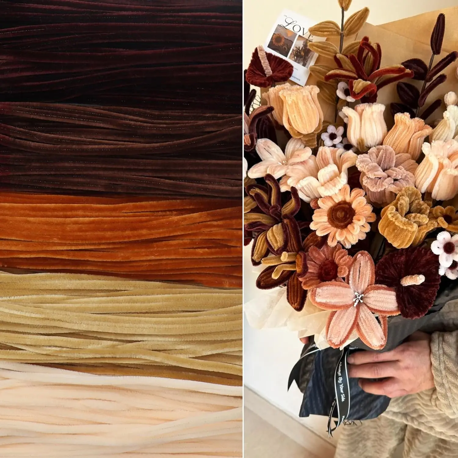 99/249 PCS Brown Pipe Cleaners Craft Bulk Chenille Stems Craft Supplies Thick Craft Sticks Fluffy Fuzzy Wire Decoration