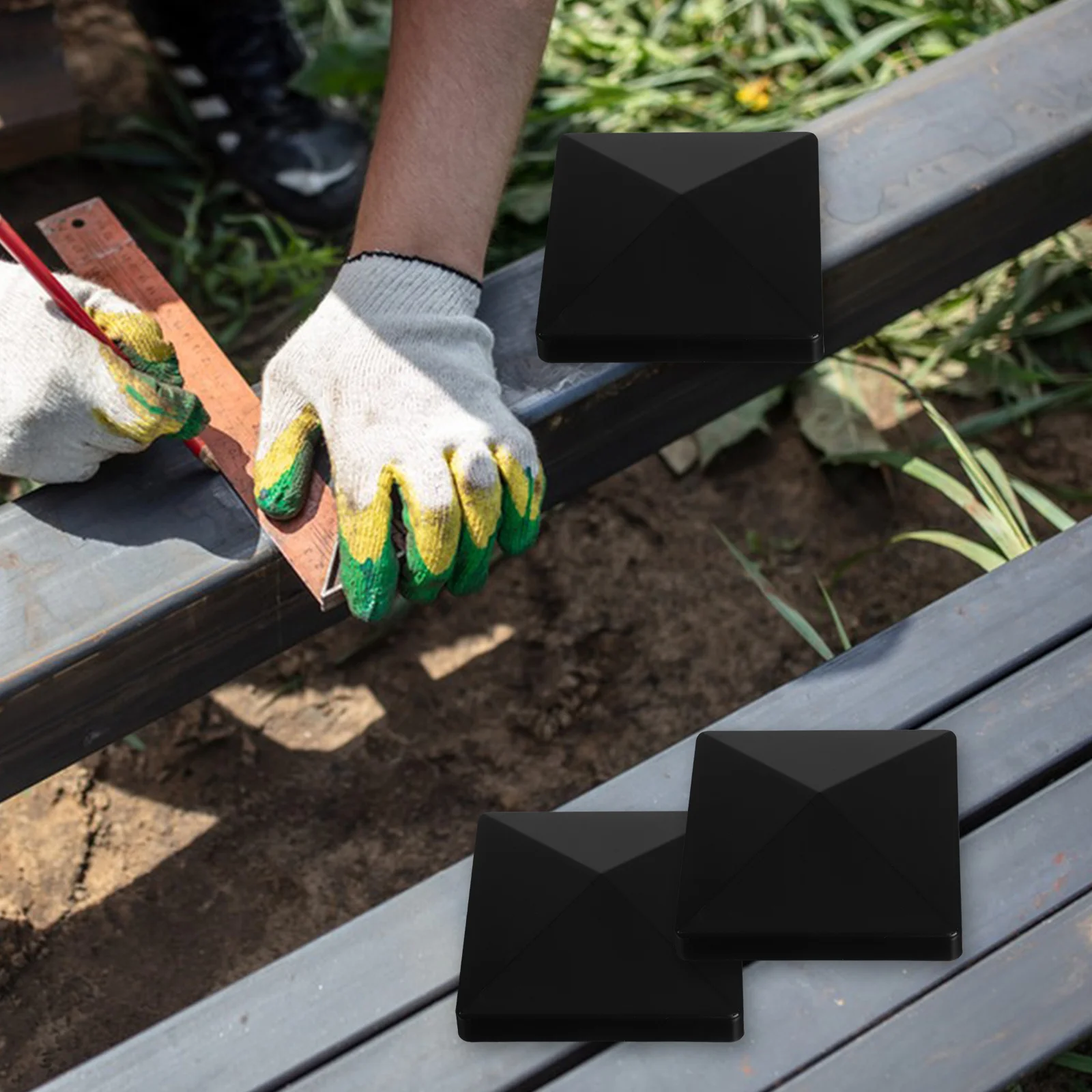 

Angoily 5pcs Square Fence Post Caps Black Plastic Protective End Covers for Wooden Railings