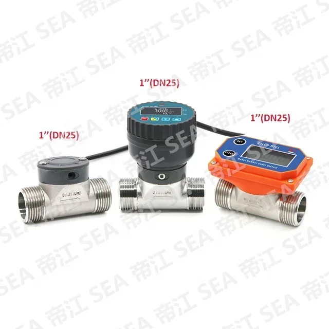 1'' DN25 SUS Turbine Flow Sensor NPN Signal / LCD Digital Display / 485 Remote Transmission Flowmeter 20-280L/min