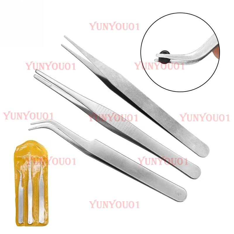 Mobile Phone Watch Repair DIY Tools Stainless Steel 3 Pcs Model Special Tweezers Elbow Tip with Tooth Round Head 3 Sets