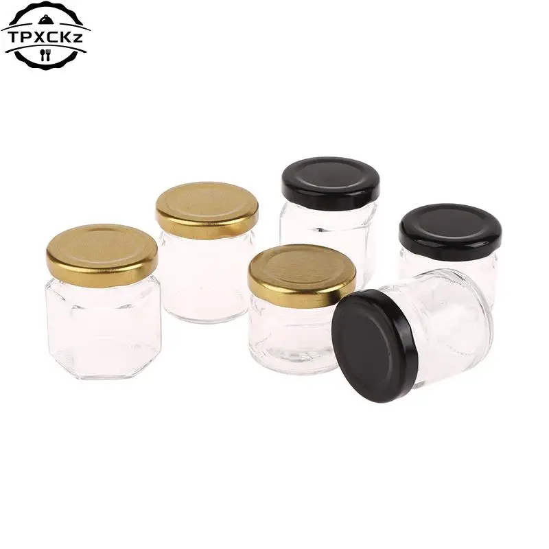 2pcs 25/35/45ml Storage Jars With Lids Glass Hexagonal Round Canister Mini Honey Jars Empty Cosmetic Jars Food Travel Bottle Pot