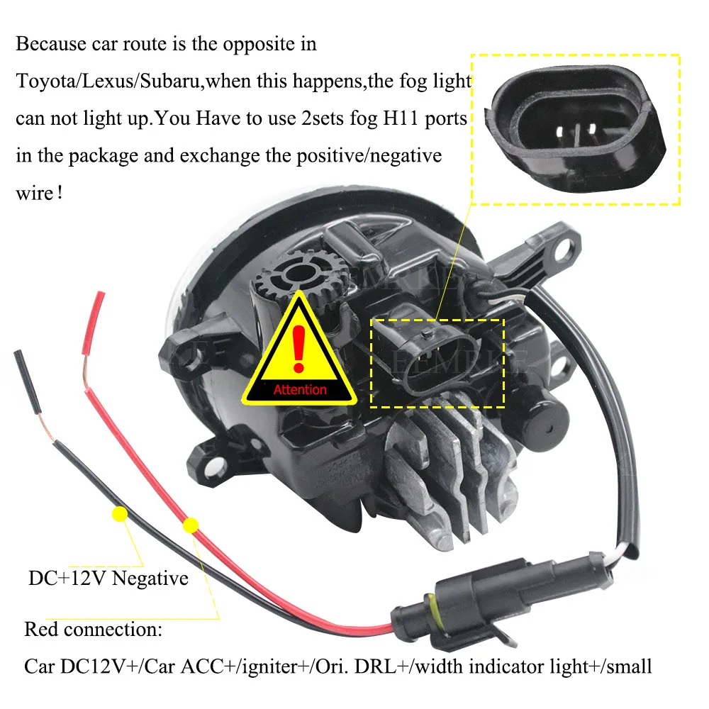 Fog Lights Assembly Lens for Toyota Corolla Altis / Corolla Sprinter E170 2014 2015 2016 2017 2018 LED DRL Angel Eye Halo Lamp