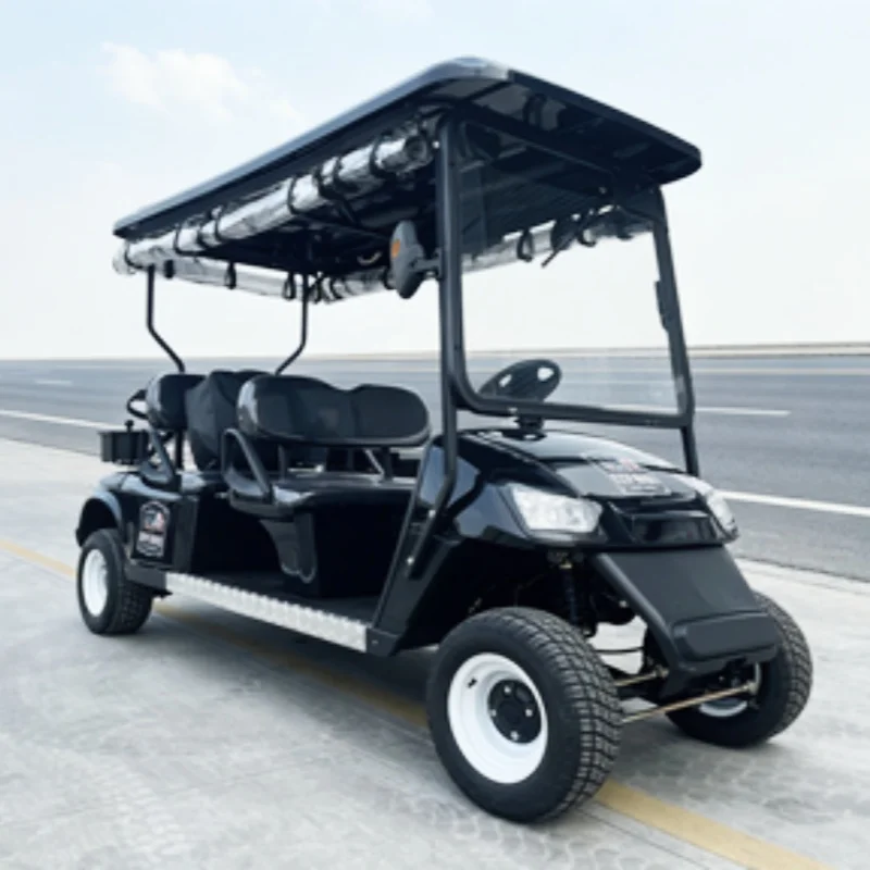 High Quality Street Legal 4 Seat Electric Golf Cart Golf Hunting Golf Utility Farm Cart Rain Cover Off-Road Tires Rear Cargo Box