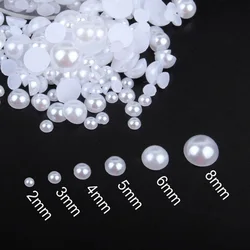 15 Colors 2-8mm ABS Plastic Pearl Beads About 15g/Batch Half Round Flat Back Pearls For Phone Case And DIY Manicure Accessories