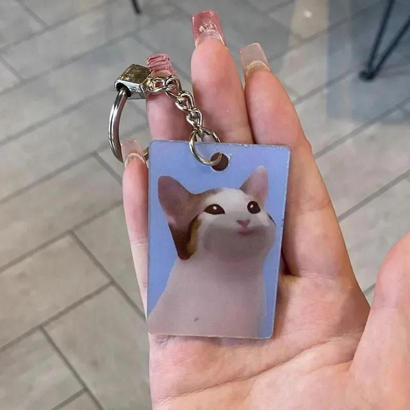 1-5pcs Funny Magic Cat Acrylic Keychains Couple Large Open Close Mouth Key Rings Charm Shake Flexible Kitten Bags Pendants Gifts