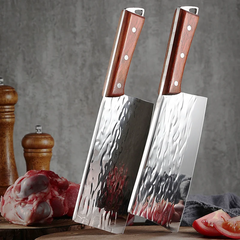 

Forged water ripple mirror Light kitchen knife Household kitchen knife Bone chopping knife Chef sharp meat/slicing knife，1 piece