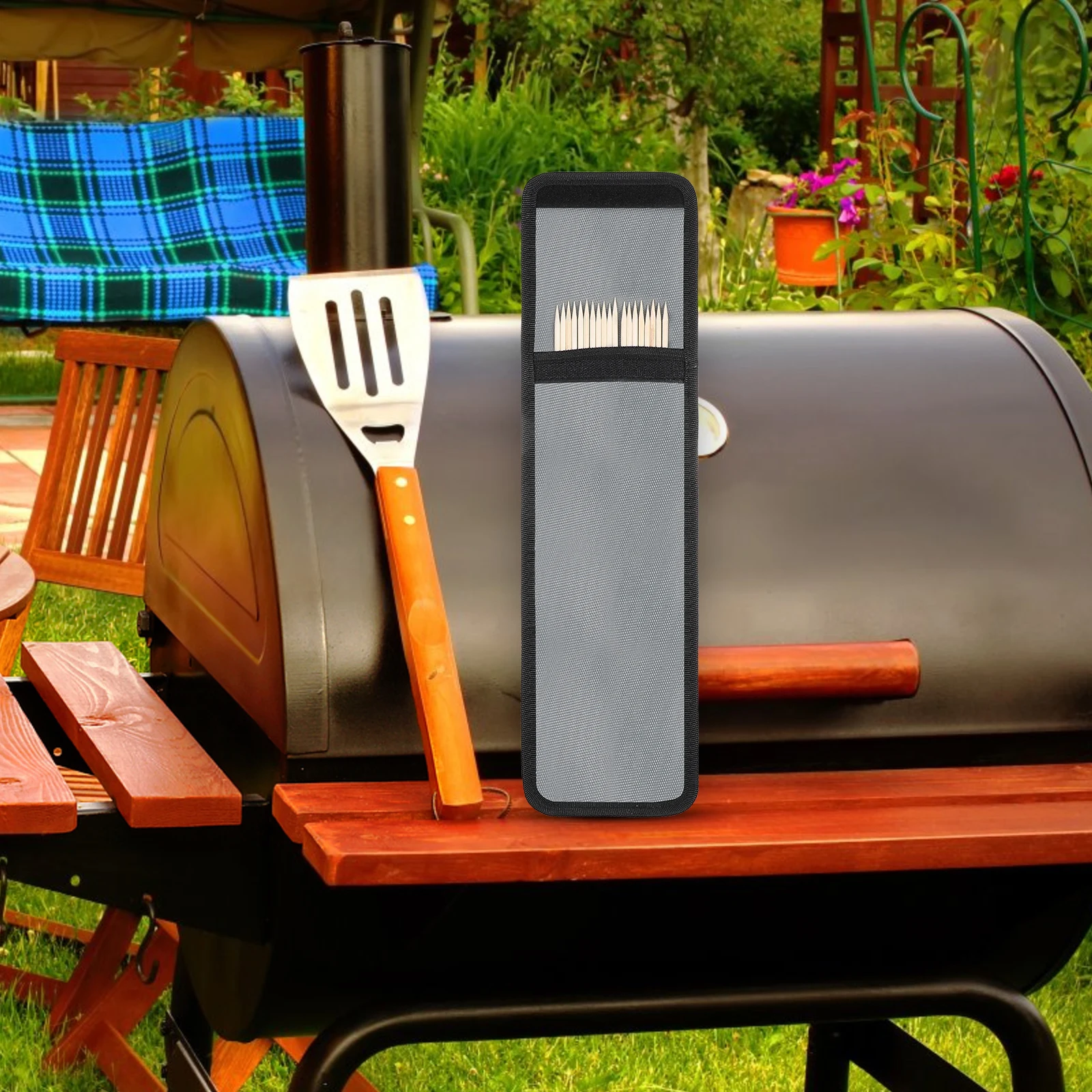 

1Pcs Bbq Skewer Storage Bag Waterproof Oxford Cloth Barbecue Stick Holder Portable Lightweight Organizer for Outdoor Camping