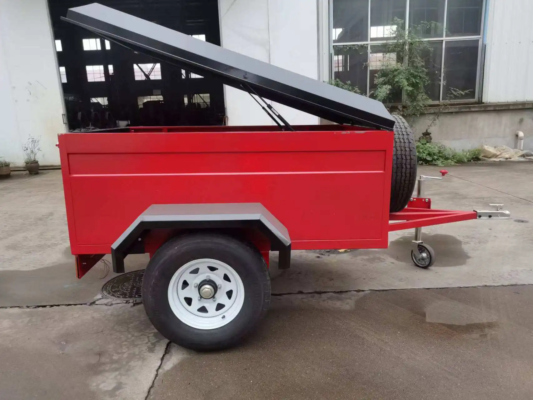 ZEBANG Red Steel Frame Semi Trailer Custom Design Modern Style 6x4 Size 500-3000kg Payload for Outdoor Camping Trailer