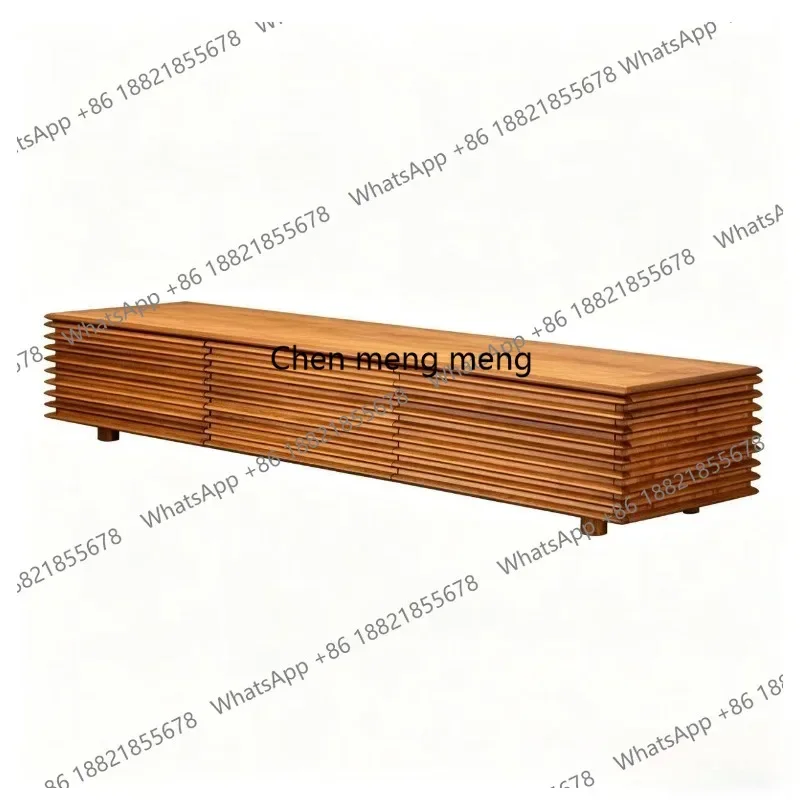 01A Teak TV cabinet Nordic modern all-solid wood audio-visual cabinet Log creative living room drawer cabinet