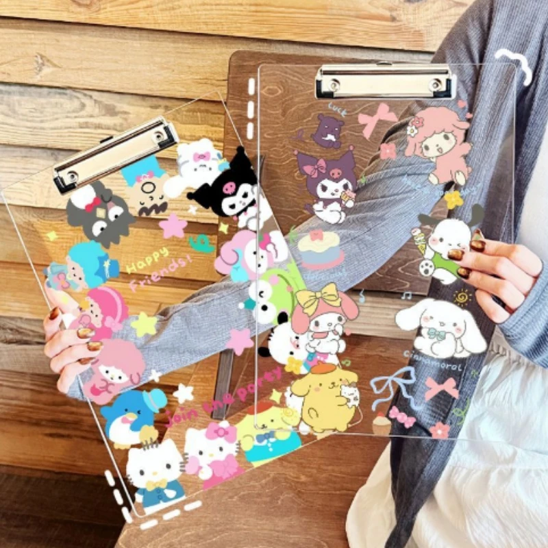 Cute Hello Kitty A4 Transparent Acrylic Board Clip A5a6 Student Office Materials Writing Pad Paper Splint view 2