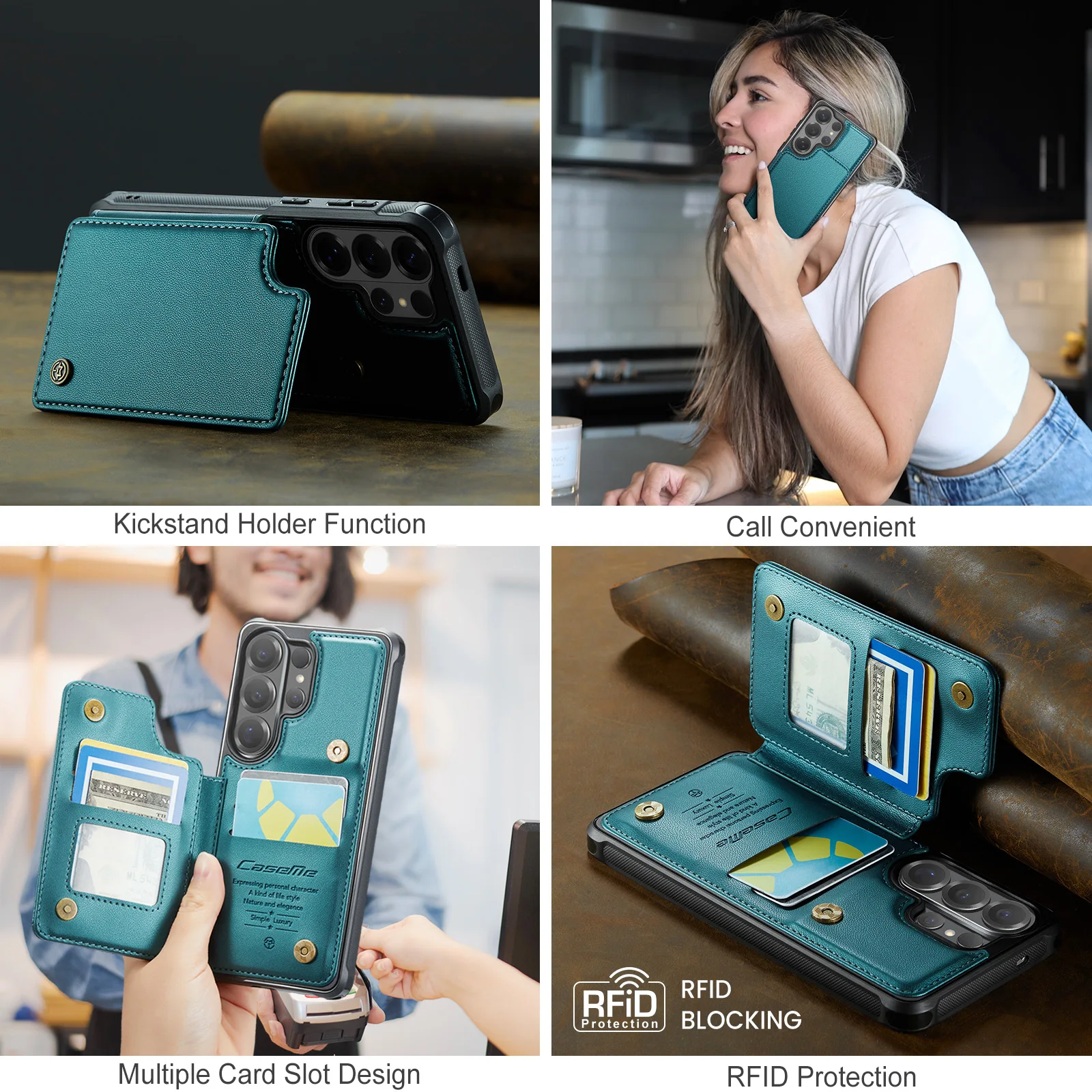 For Samsung S26 Ultra/S26+/S26 CaseMe-C22 Leather Wallet Case | Holds 4 Cards, Shockproof Protection & Magnetic Snap Flip Cover