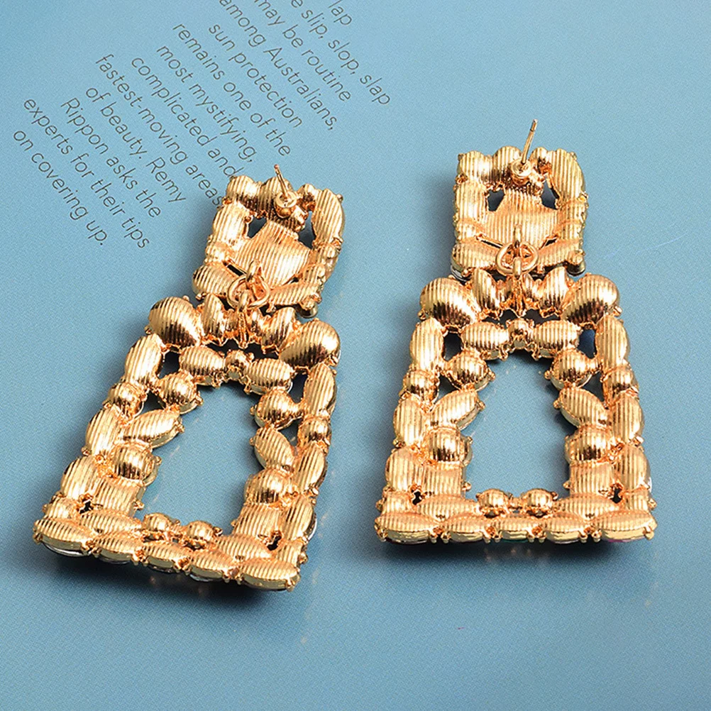 

1 Pair Rhinestone Dangle Colorful Statement Jewelry For Women Lightweight Fashion Earrings Multicolor Dangling Costume Jewelry