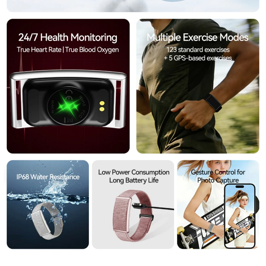 IYTSFT Fitness Tracker Smart Band Ultra-Thin Light 30-Day Standby Heart Rate Blood Oxygen IP68 Waterproof Pedometer