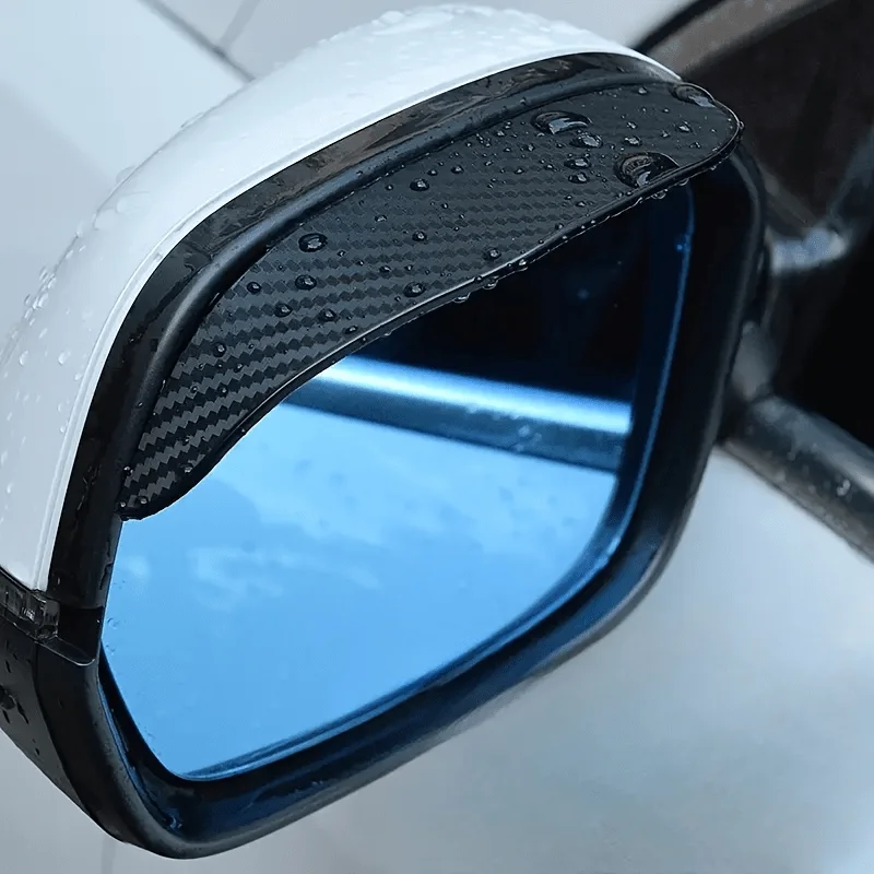 Thickened Carbon Fiber Texture Car Side Mirror Rain Guards, Waterproof Rainproof for Enhanced Clear Visibility, Reinforced Edges