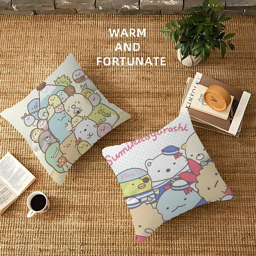 Kawaii Sumikko Gurashi Pillow Cushion Cover Pillowcase Living Room Sofa Home Decor Customized