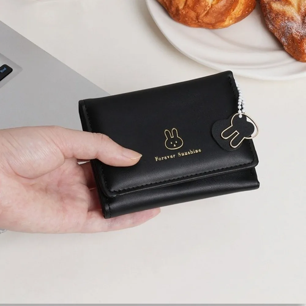 

New Cat Rabbit Printing Coin Purse Portable Tri-fold Mini Wallets Folding Multi-Slot Money Clip Gift