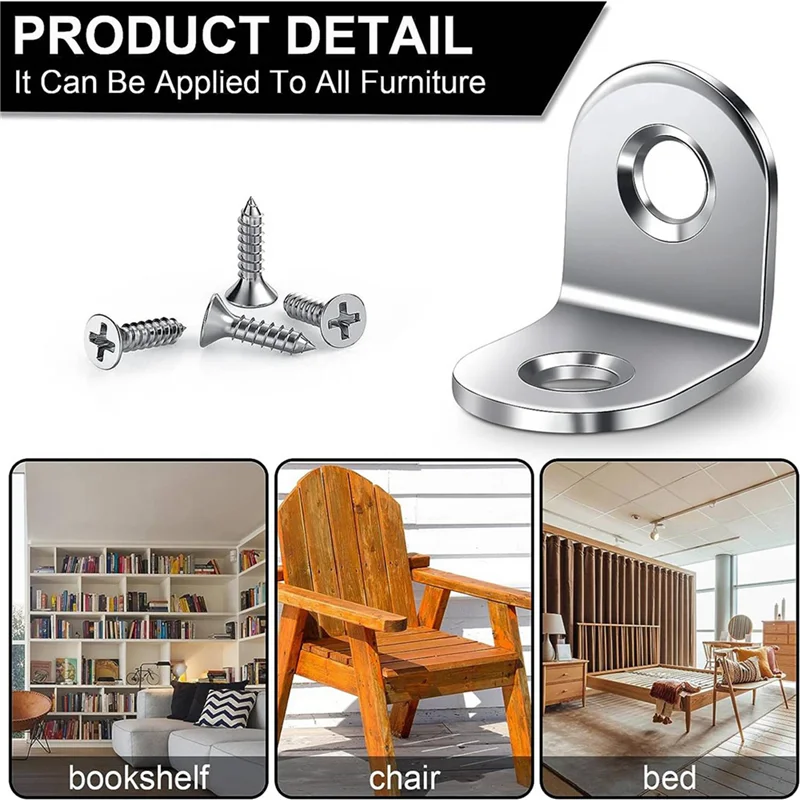 

ABMR-100PCS L Brackets Corner Brace, Heavy Duty Small Brackets, Stainless Steel Right Angle Brackets, 90 Degree Bracket