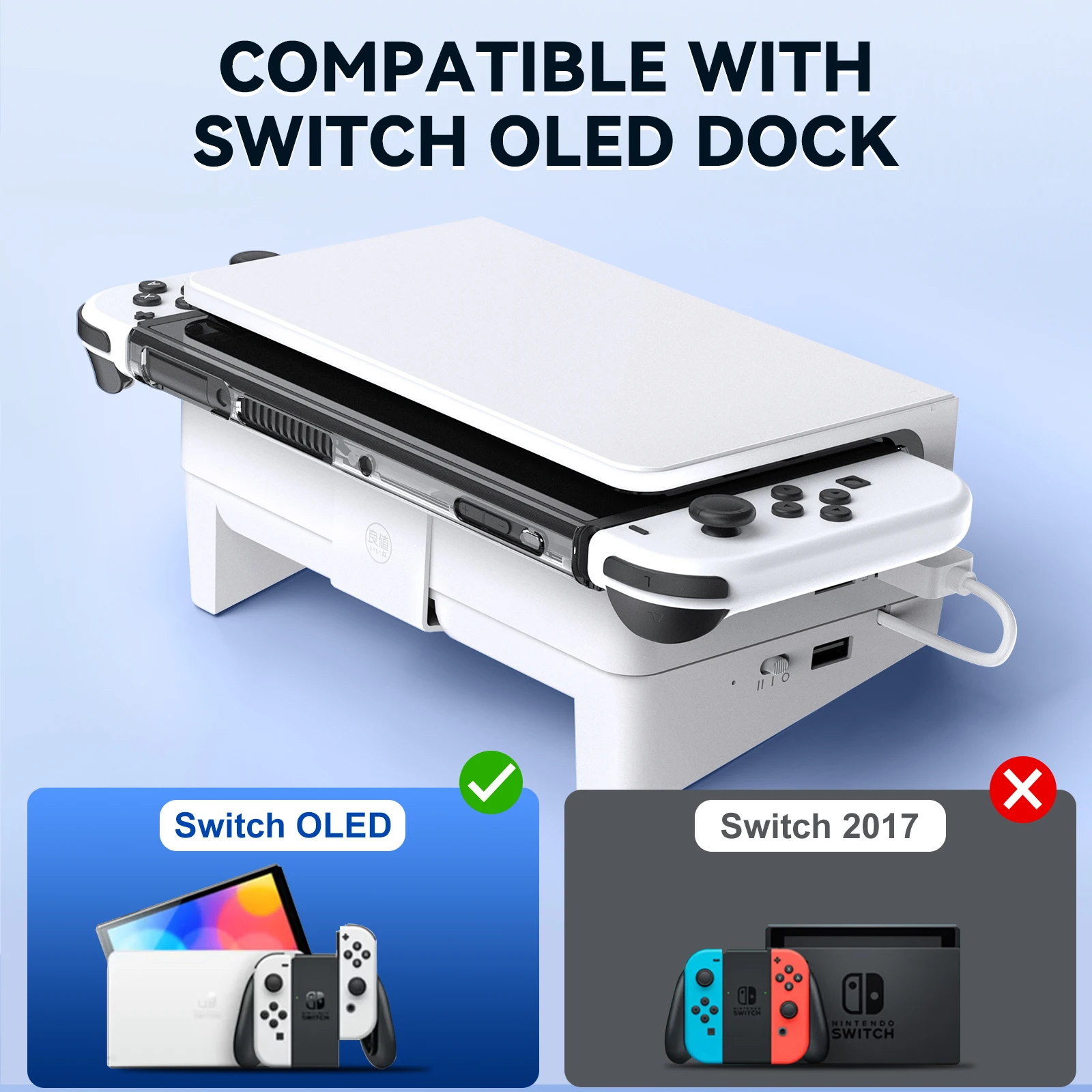IINE horizononal Base ventilador de refrigeración para OLED Dock Compatible Nintendo Switch OLED
