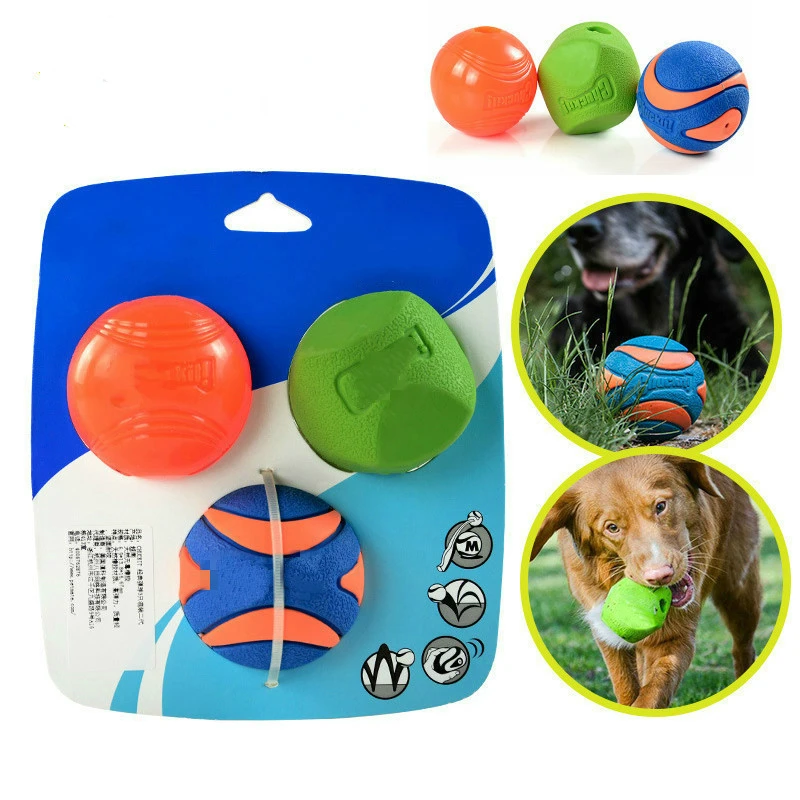 3Pcs In 1 Cat Dog Ball  Outdoor Toy Teeth Bite Ball Soft Rubber Dog Chew Toy Squeaker Ball Food Dispenser Puppy Dog Ball Toy