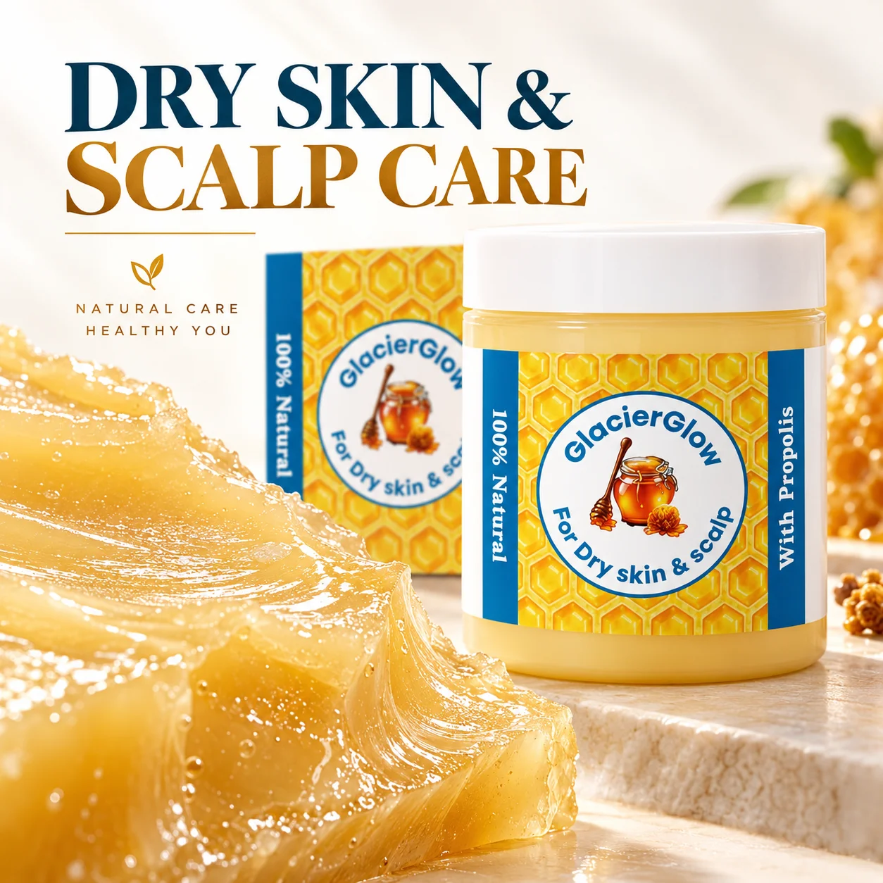 GlacierGlow Propolis Balm 100g Natural Moisturizing Care Balm For Dry Skin Scalp Nourishing Soothing Skin Scalp Care Ointment