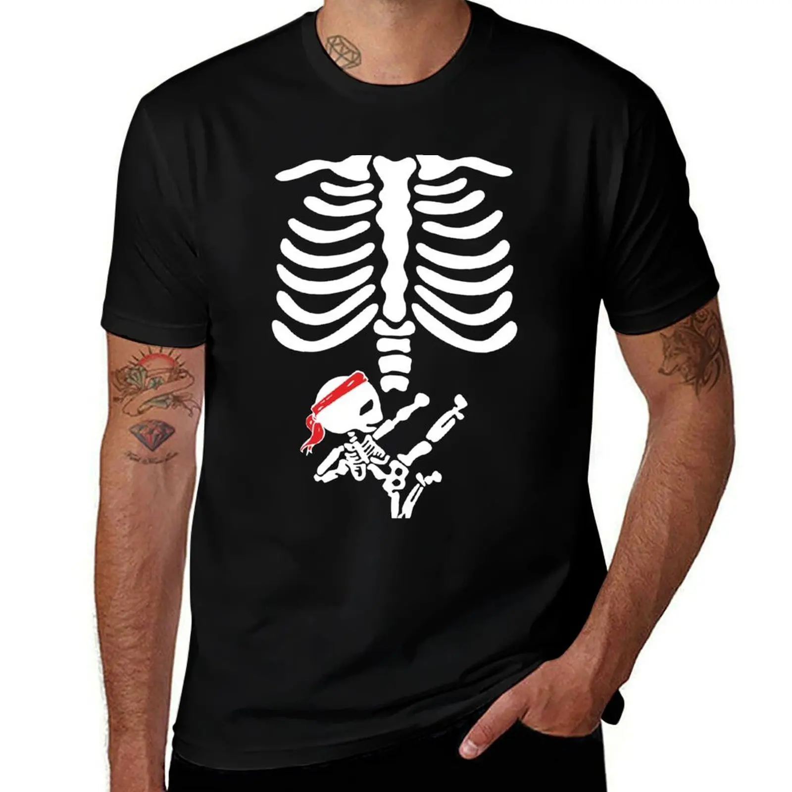 

Cute Pregnancy Announcement Skeleton Karate Baby T-Shirt cotton t shirt pack man t shirt cotton T-shirt