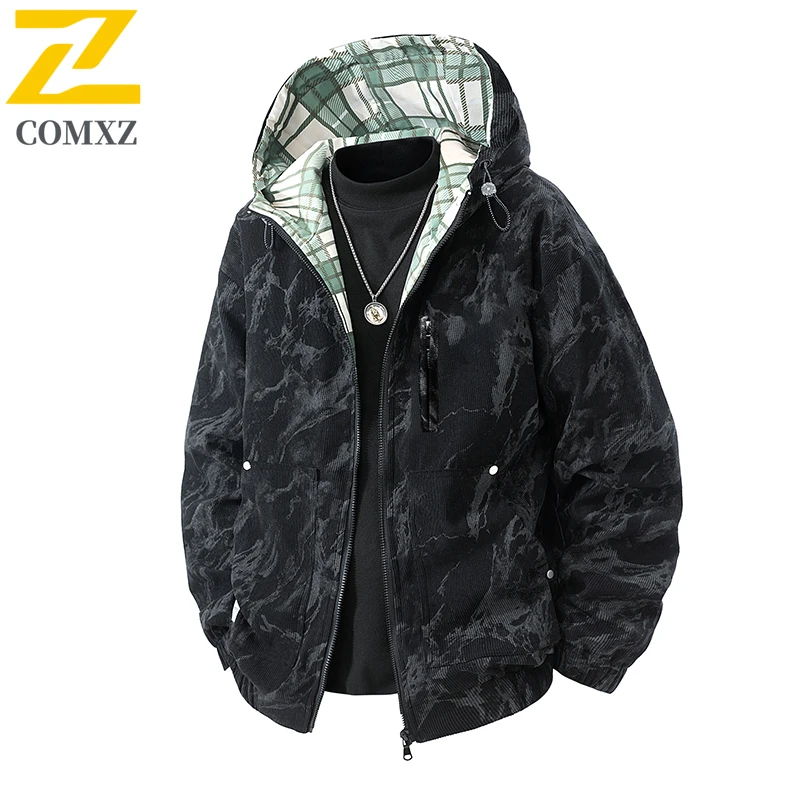 

Autumn and Winter Corduroy Jacket 2025 New Hip Hop Camouflage Design Hooded Jacket Outdoor Street Loose Youth Fashion Clothing