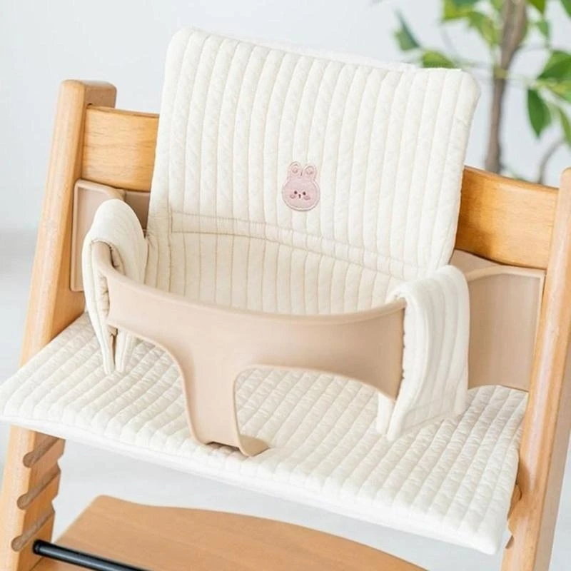 J15U Cartoon Print Dining Chairs Cushion Baby High Chair Cushion Pad Kids Growth Chair Pad Dust Proof Backrest Cushion