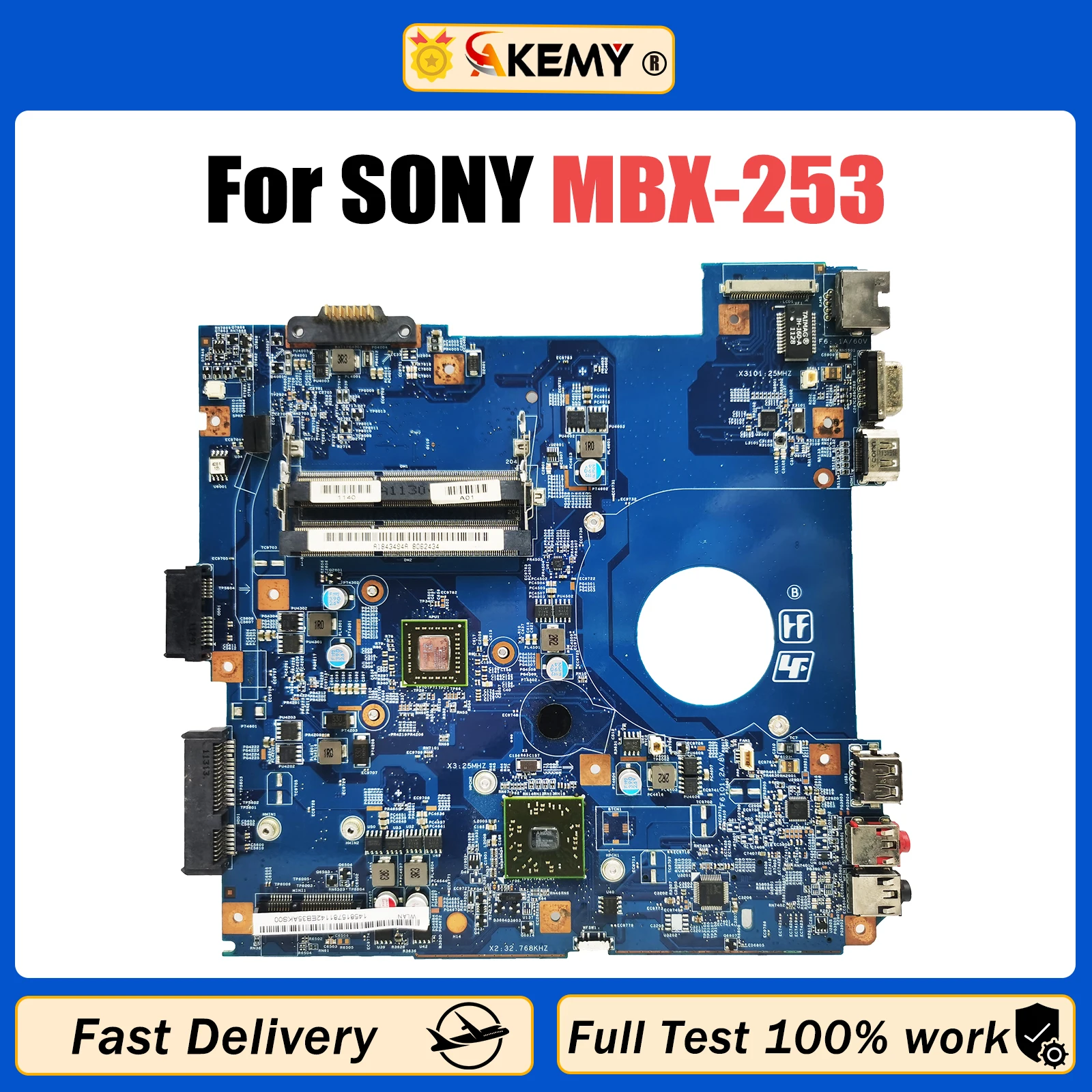 

AKEMY For SONY MBX-253 Laptop Motherboard MBX-253 S0207-1 48.4PL01.011 Z40BR tested good