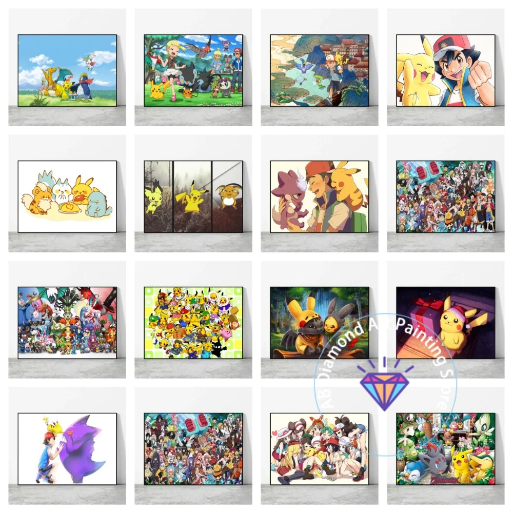 

Ash Ketchum Pikachu Cartoon Character Square Round AB Diamond Painting Kit 5D DIY Cross Stitch Handmade Crafts Home Decor Gift
