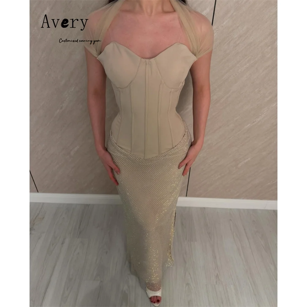 

Avery Custom Fishtail Rhinestone Sweetheart Sleeveless Elegant Party Dresses 2026 Luxurious Women's Evening Dresses Gala Dress