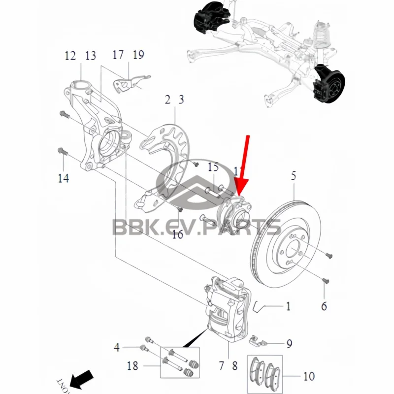 Wheel Hub Assembly With Bearing For Jaecoo J8 Tiggo 9 Exeed RX VX  204001538AA