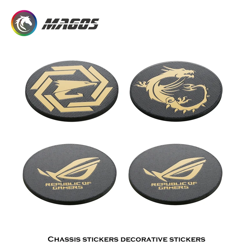 MOD PC Case Fan 12CM Metal Sticker ROG MSI AORUS Logos Gamer Gold-Plated Fan  Decorative Sticker Label 3 Pcs/Lot