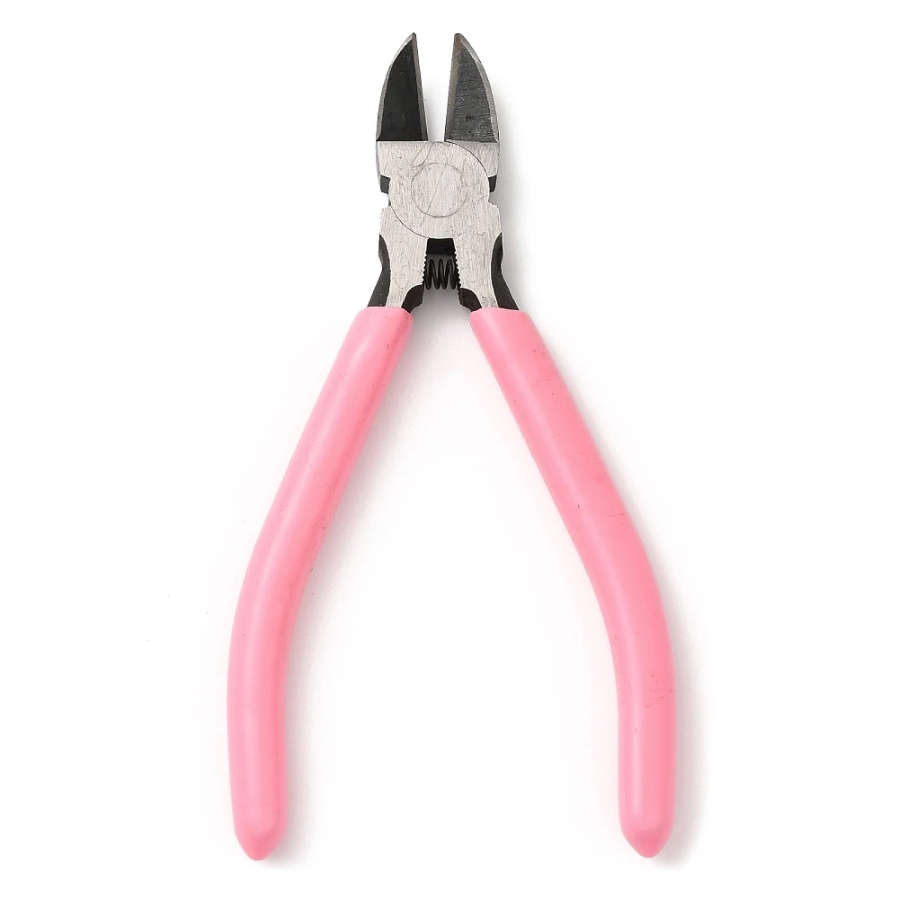 5.1 Inches-Side Cutting Pliers Flush Cut Pliers Metal Steel jewelry pliers with Pink Plastic Handle Cover Precision Tool