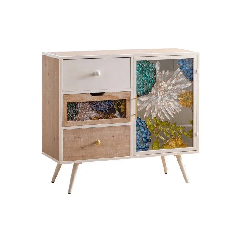 

cabinet, light luxury enamel colored glass storage cabinet, wrought iron dust-proof entrance cabinet, chest cabinet