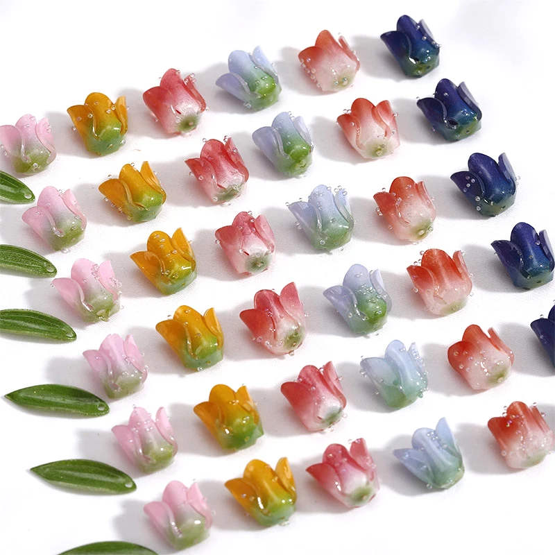 2 pieces 12 * 14mm resin drop glue dew drop rose bud leaves DIY handmade jewelry necklace bracelet earrings material accessories