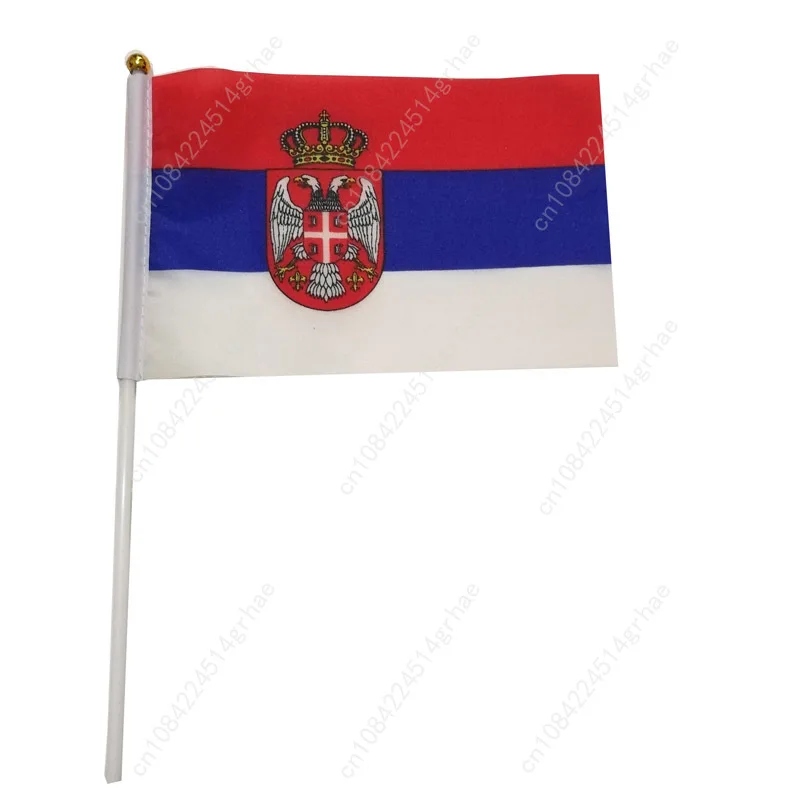 Serbia Hand Waving Flag Serbian Flag Small Mini Hand Held Flags 10 Pcs 14x21cm  Sporting Event Support Handheld Flag