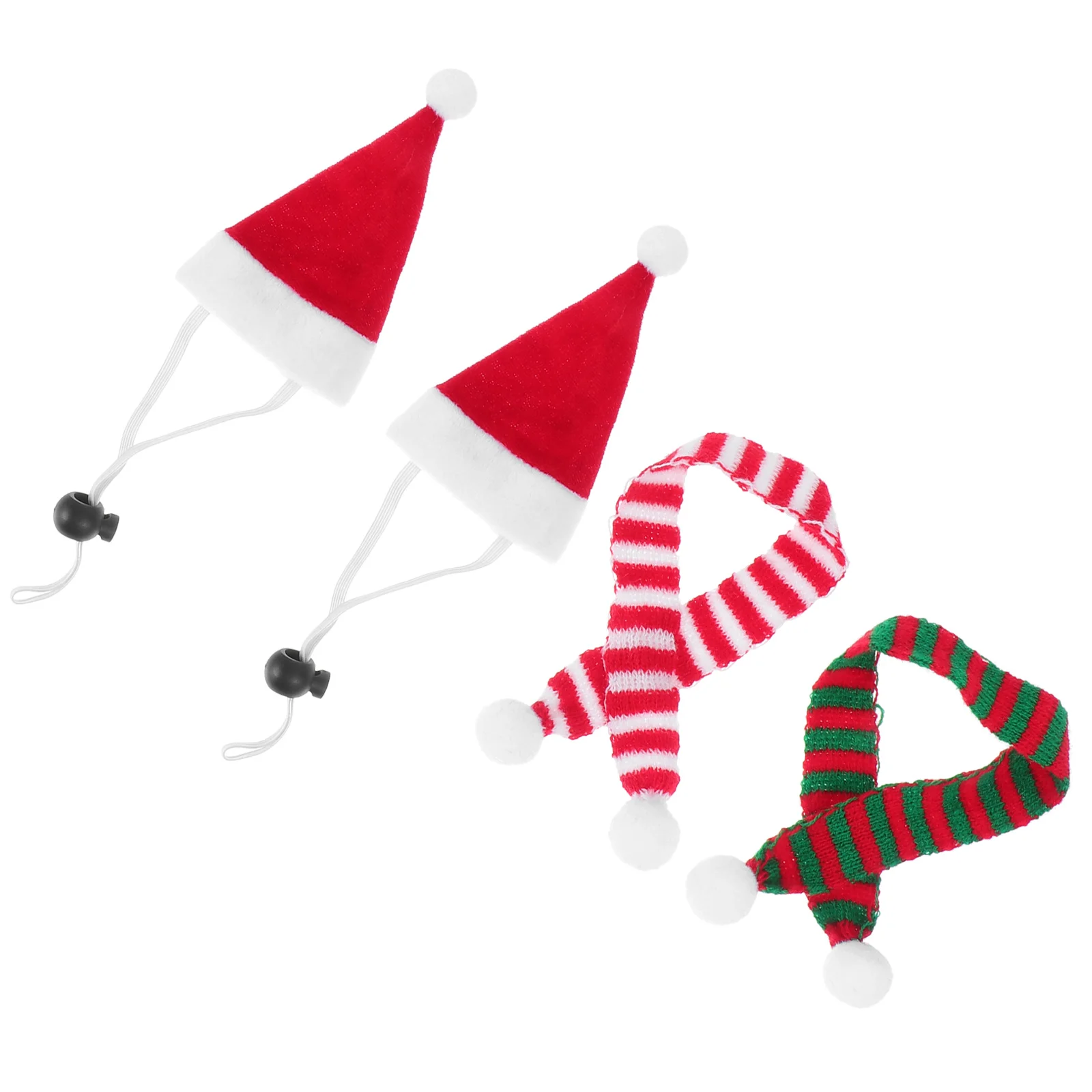 

4Pcs Christmas Pet Hat Scarf Set Small Animal Cute Costume Accessories Xmas Party Supplies Rabbit Christmas Hat