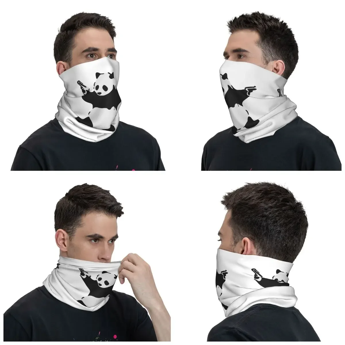 Banksy Pandamonium Armed Panda Artwork Street Art Bandana Neck Gaiter Balaclavas Mask Scarf Cycling Sports for Men Women Adult