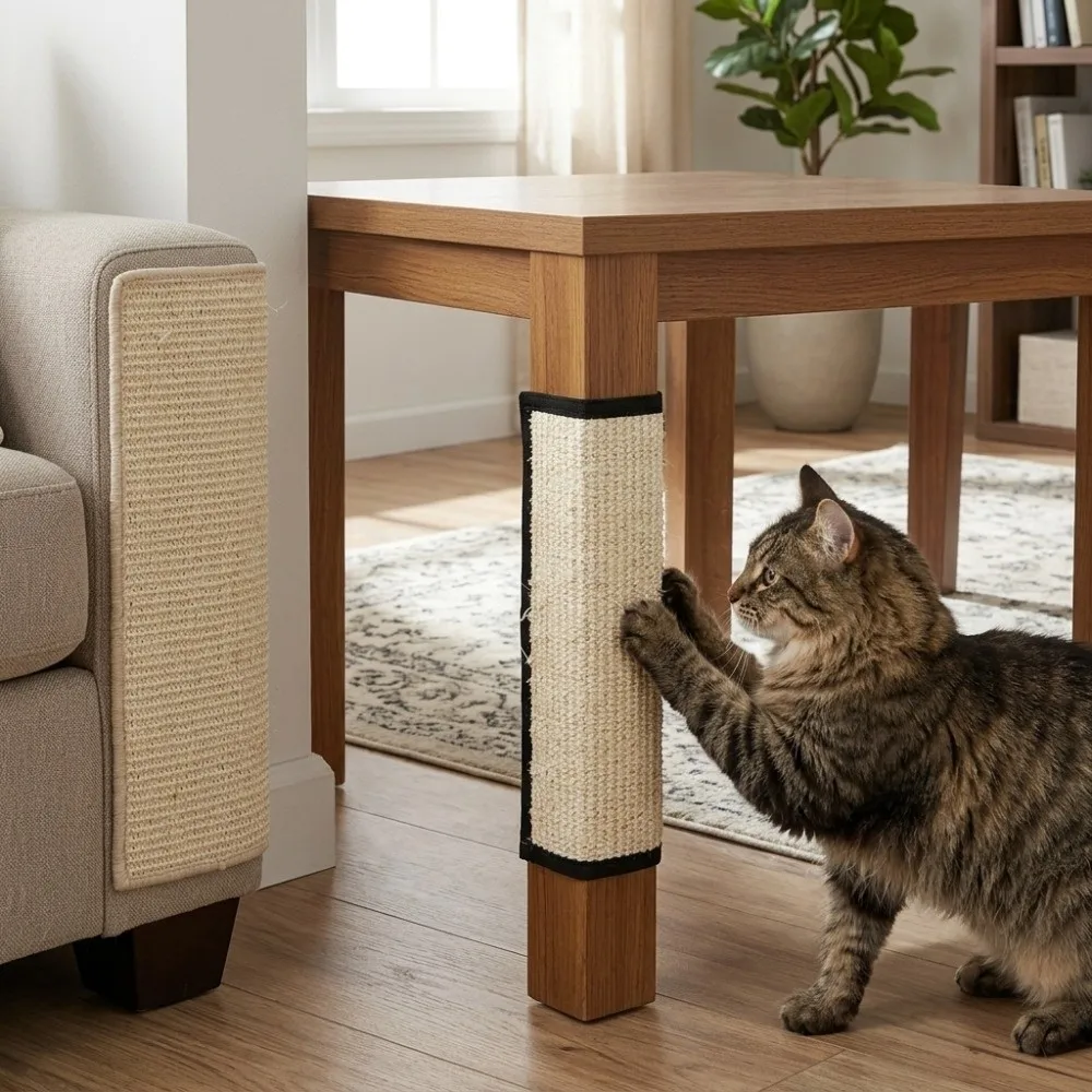 Sisal Cat Scratching Mat Wearproof Anti-scratch Sisal Scratcher Pad Flexible White Furniture Protector Indoor Scratching - view 3