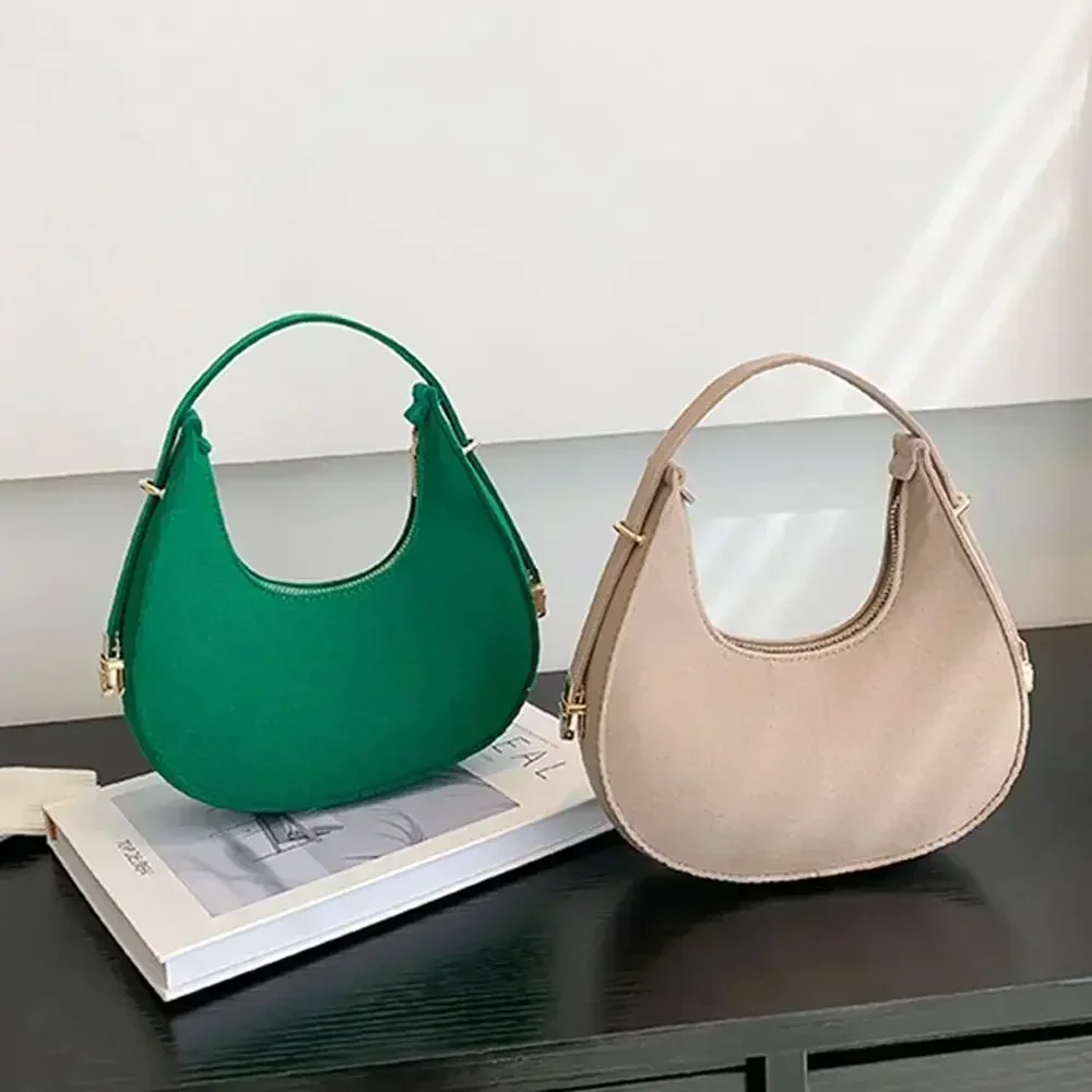 PPW4 Women's Fashion Small Clutch Handbags Retro Solid Color PU Leather Shoulder Underarm Hobos Bag