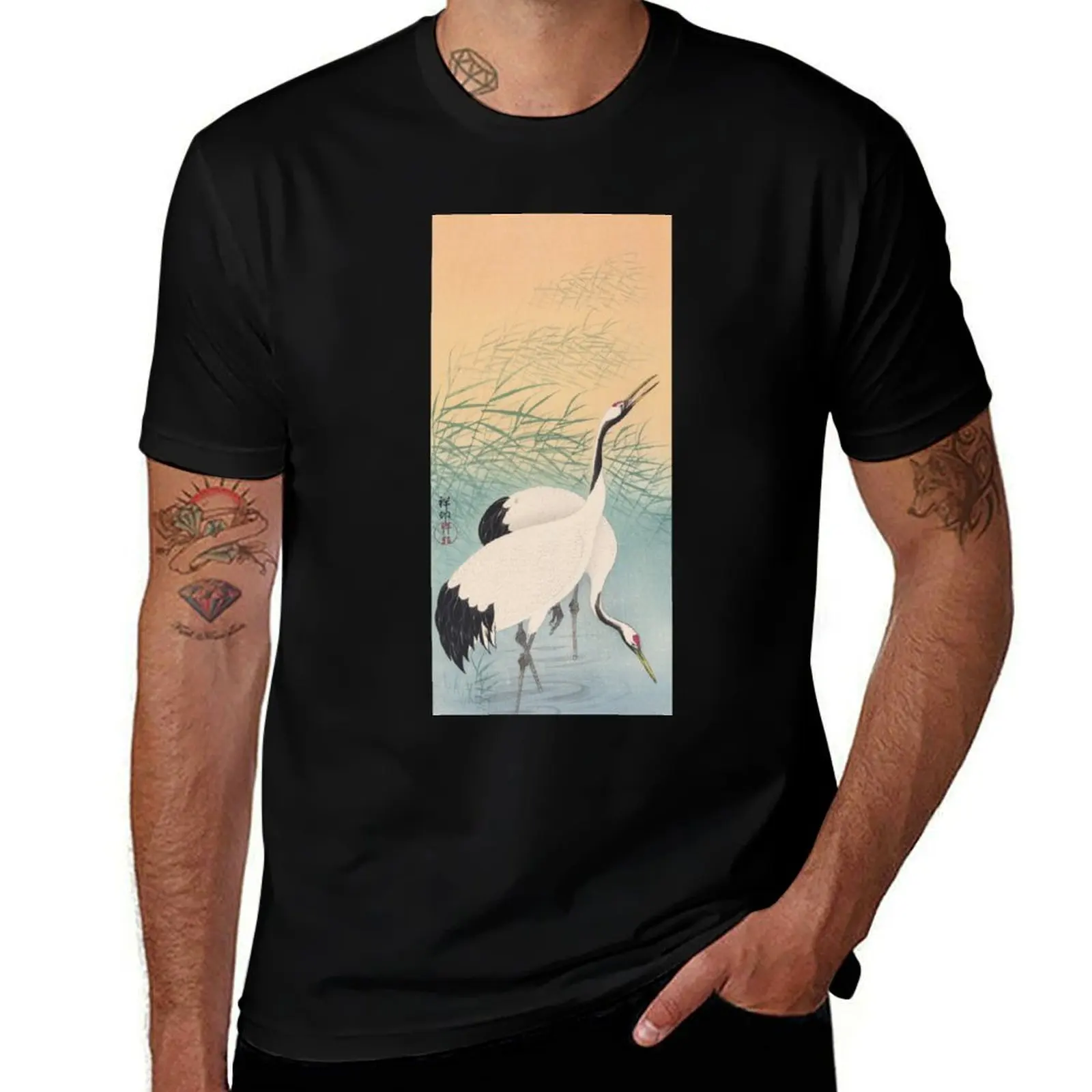 

Crane by Ohara Koson T-Shirt man t shirt cotton high quality man t shirt cotton T-Shirt